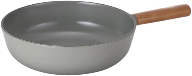 FIKA Nonstick 10-Inch Stir Fry Wok with Wood Handle, Healthy Cooking Induction Compatible Cookware for All Stovetops, Kitchen Essential Nonstick Ceramic Coating Skillet, Made in Korea ( 26cm Wok )
