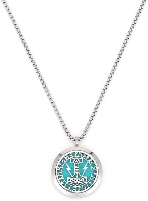 Essential Oil Diffuser Viking Necklace - Stainless Steel Locket- Best for Aromatherapy-Perfume, Fragrance, Scent Diffusers for Women and Girls