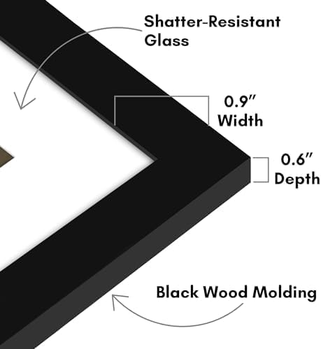 Americanflat 9x9 Picture Frame - Matted to 6x6 - Engineered Wood - Black | Shatter-resistant glass, wall or tabletop display with included easel, sawtooth hangers included, use with or without mat