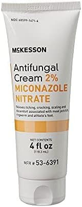 McKesson Antifungal Cream, 2% Miconazole Nitrate, Burning, 4 oz, 1 ct | Relieves Itching, Cracking from Jock Itch, Ringworm and Athlete Foot