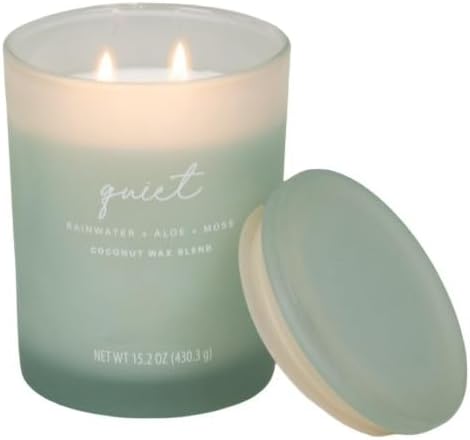Quiet 2-Wick Spa Jar Candle (Rainwater + Aloe + Moss) Scented, 15.2oz.