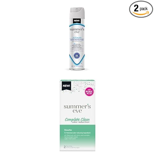 Summer's Eve, Ultimate Odor Control Spray, 2 oz + Summer's Eve Feminine Douche, Complete Clean Odor Reduction with Boric Acid Complex, 2 Units, 4.5 oz Each
