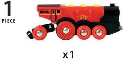 BRIO World Mighty Red Action Locomotive - Battery-operated Toy Train for Wooden Track - Motorized Train with Light & Sound - Compatible with All BRIO Railway Sets - Interactive Play - Kids Ages 3 & Up