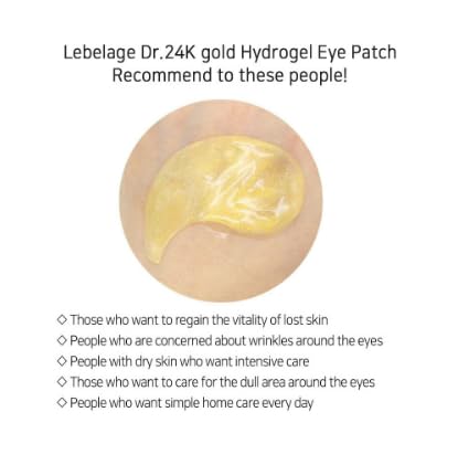 LEBELAGE Eye Patch Hydrogel 24K Gold 60 Sheets | Cooling Hydrogel Under Eye Patches with Gold | Moisturizing Eye Care for Daily Skincare Routine