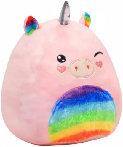 Easfan 13'' Rainbow Unicorn Plush Pillow Soft Unicorn Plush Toy Cute Stuffed Animal Home Room Decoration Birthday Valentine Gifts