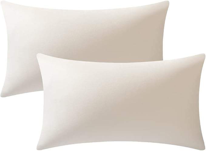 Lumbar Pillow Covers 12x20 Cream: Pack of 2 Cozy Soft Velvet Rectangular Modern Luxury Decorative Throw Pillow Cases for Sofa Couch Living Room Bed Home Decor