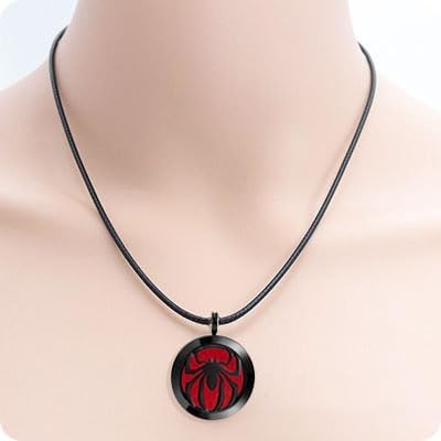 Wild Essentials Black Chrome Spider Essential Oil Diffuser Necklace, Stainless Steel Aromatherapy Locket, Black Nylon Rope, with 12 Color Pads, Customizable Color Changing Perfume Jewelry