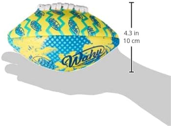 Wahu 100% Waterproof Mini Beach Football with Real Laces for in and Out of Water Play, 6.5" Outdoor Mini Football for Pool and Beach Games, Teal/Yellow