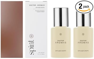 Doctor Aromas Premium Therapeutic Essential Oils Fragrance Scents Bottles Refills – Organic Aroma, Safe for Diffusers, Aromatherapy – Clove Bud, Cinnamon & Gurjum Balsam – 1 OZ (Spirit, 2-Pack)