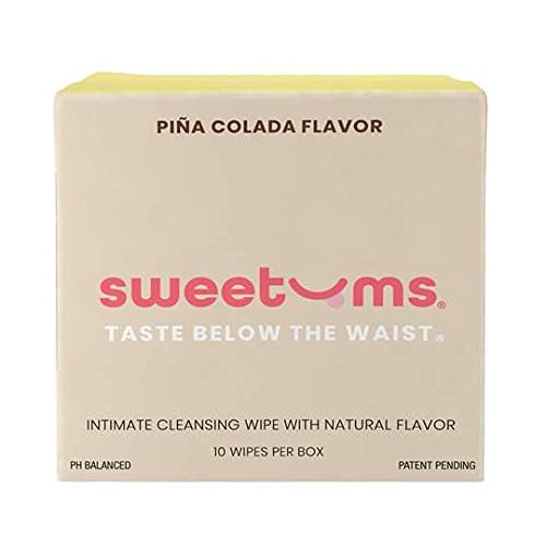 Sweetums Feminine Wipes For Women, Individually Wrapped - pH Balanced Flavored Intimate Wipes - Pack of 10 (Pina Colada)