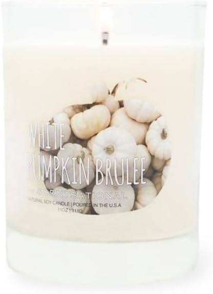 Scentsational White Pumpkin Brulee Soy Candle, 11 oz Glass Jar, 50-60 Hour Burn Time