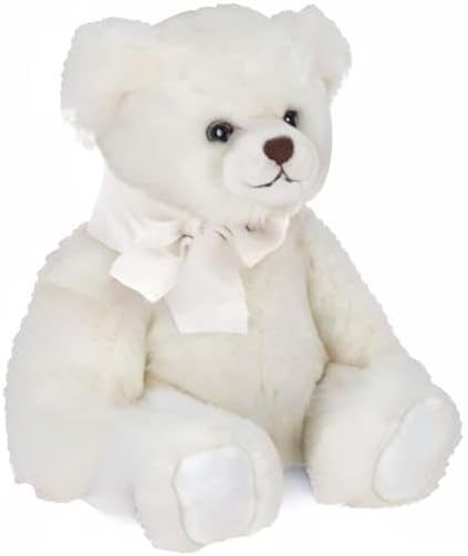 Bearington Collection Aspen Soft Teddy Bear for Elderly - 15.5 in White Plush - Huggable First Teddy Bear