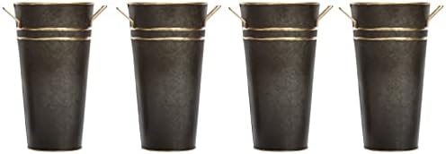 Hosley Set of 4 Metal Vases with Zinc Finish 9 Inch High Ideal Gift for Wedding Special Occasion Home Office Dried Floral Arrangements