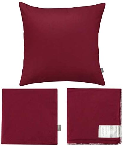 4-Pack 100% Cotton Comfortable Solid Decorative Throw Pillow Case,Thmyo Square Cushion Cover Pillowcase Sublimation Blank Pillow Covers DIY Throw Pillowcase for Sofa(16x16 inch/ 40x40cm,Wine red)