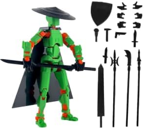 Already Assembled T13 Action Figure,Dummy 13 T13 Multi-Jointed Movable,for Collectors Desktop Decorations t-13 Movability 3D Printed Toys (Green Orange)