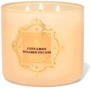 Bath & Body Works, White Barn 3-Wick Candle w/Essential Oils - 14.5 oz - 2021 Christmas & Winter Scents! (Cinnamon Sugared Pecans)