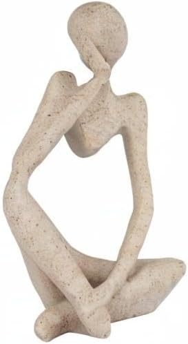 Sandstone Resin Thinker Statue Style Abstract Sculpture, Sandstone, Left | Small Statue Collectible Figurines, Modern Aesthetic Ornament for Home Office Bookshelf Desktop Coffee Table Decor