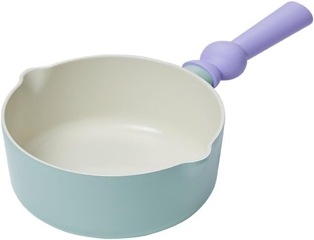 Better Finger Kitchen Nonstick 7 Inch Mini Wok Pan with Handle, Healthy Cooking Ceramic Coating Milk Melting Pot with 2 Pour Spouts, Induction Compatible Multi Cookware, Made in Korea (18cm Wok Pan)
