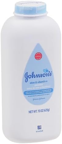 Johnson's Baby Powder with Naturally Derived Cornstarch, Aloe & Vitamin E for Delicate Skin, Hypoallergenic, Free of Parabens, Phthalates & Dyes for Gentle Baby Skin Care, 15 oz (Pack of 3)