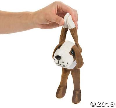 Hanging Dog Stuffed Animals - Stuffed Dog Plush with Hook and Loop Fastener Paws - Set of 12