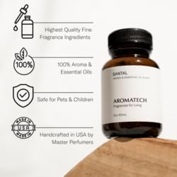 AromaTech Santal Escape Aroma Essential Oil Blend: Luxury Hotel Inspired Aromatherapy with Amber, Vanilla, Cedar & Sandalwood for Ultrasonic Diffusers & Nebulizers (4 Fl Oz (Pack of 1))