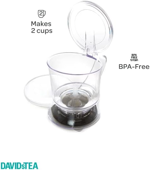 DAVIDsTEA 16 oz Bottom‑Dispensing Tea Steeper with Fine Nylon Infuser – BPA‑Free Tritan, Drip‑Free Loose Leaf Tea Maker (Hot & Iced)