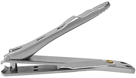 Kohm Curved Blade Edge Nail Clipper with Nail File (Swing Out), SS Wide Jaw Toenail Clippers for Thick Nails, Large Nail Clippers for Men, Seniors, Women