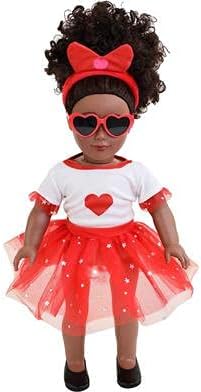 Playtime by Eimmie 18 Inch Doll Clothes and Accessories, Valentine's Day Outfit with Red Tutu Dress & Matching Headband, Clothing Sets & Stuff - Fits American, Generation & Similar 18” Dolls for Girls