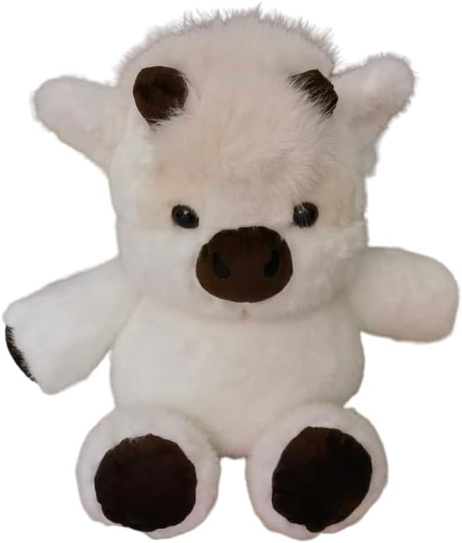 17" Highland Cow Plush Toy - Ultra Soft Stuffed Animal, Cute Scottish Cow Plushie for Nursery Decor & Kids Gift(White)