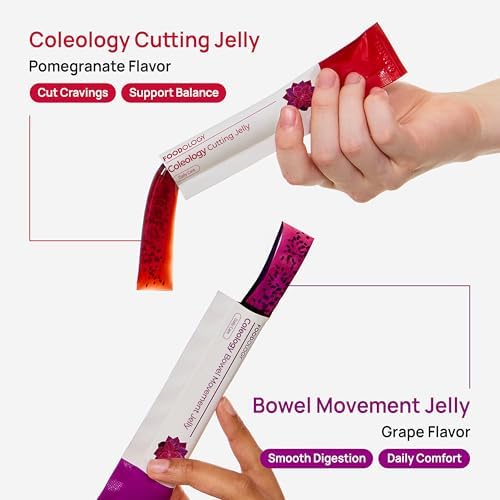 FOODOLOGY Coleology Bowel Movement Jelly, Grape & Prune, 10 Sticks PDRN, Biotin & Hyaluronic Acid, Vitamin for Skin Glow, Hair & Nail Support, Korean Jelly Collagen Sticks