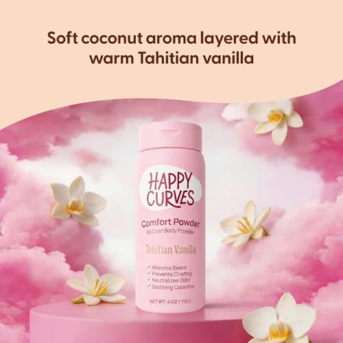HAPPY CURVES Talc-Free Anti-Chafe Comfort Powder & pH Balanced Sulfate-Free Feminine Wash Bundle - Complete Intimate Care for Women (Tahitian Vanilla)
