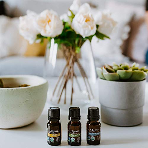 Cliganic Organic Castor Oil with Top 6 Essential Oils Set