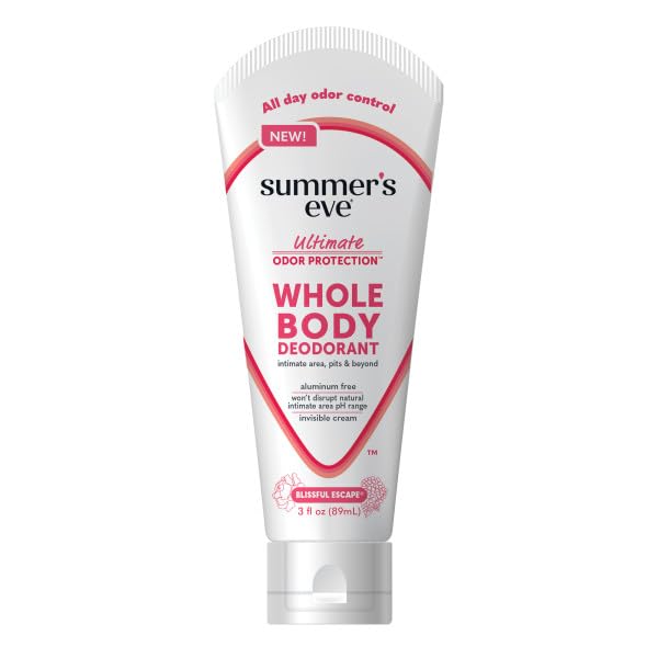 Summer’s Eve Ultimate Odor Protection Whole Body Deodorant Cream & Cleansing Wipes, Fresh Scent, Simply Sensitive & Blissful Escape, Aluminum Free, 3 Ounce Each, 32 Count Wipes (Variety Pack of 4)