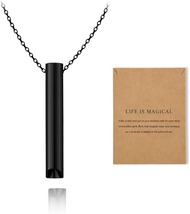 Mindful Breathe Necklace for Men Women Quit Smoking Breathe Whistle Pendant Stress Relief Necklace Anxiety Relief Gift