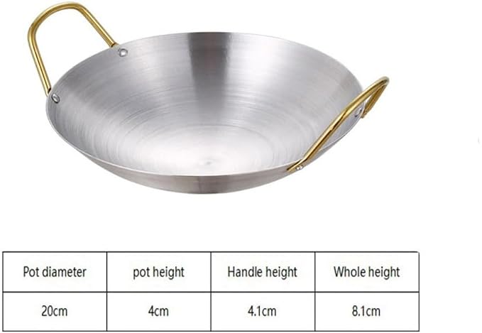 Stainless Steel Wok Household Korean Round Bottom Saucepan Traditional Frying Pan Multi- Cooking Wok Iron Soup Pot for Chinese Style Stir-Fry