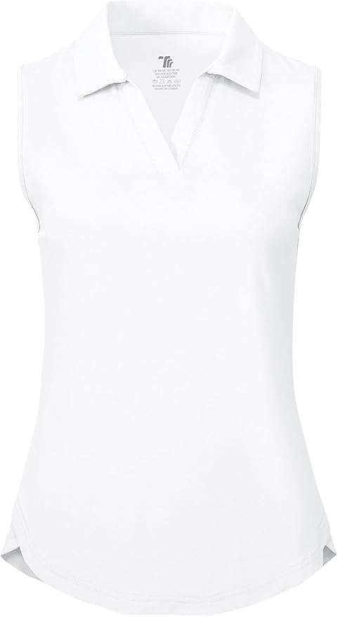 BGOWATU Women's Sleeveless Golf Polo Shirts Collared V Neck Tennis Tank Tops UPF 50+ Quick Dry Lightweight