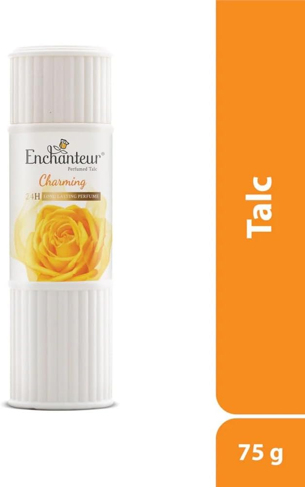 Ench Antaur Charming Perfumed Talcum Powder, Floral French Fragrance for Women, Refreshing & Soothing, Fine Texture, Absorbs Moisture & Prevents Odour, 75g Travel Size, Pack of 2