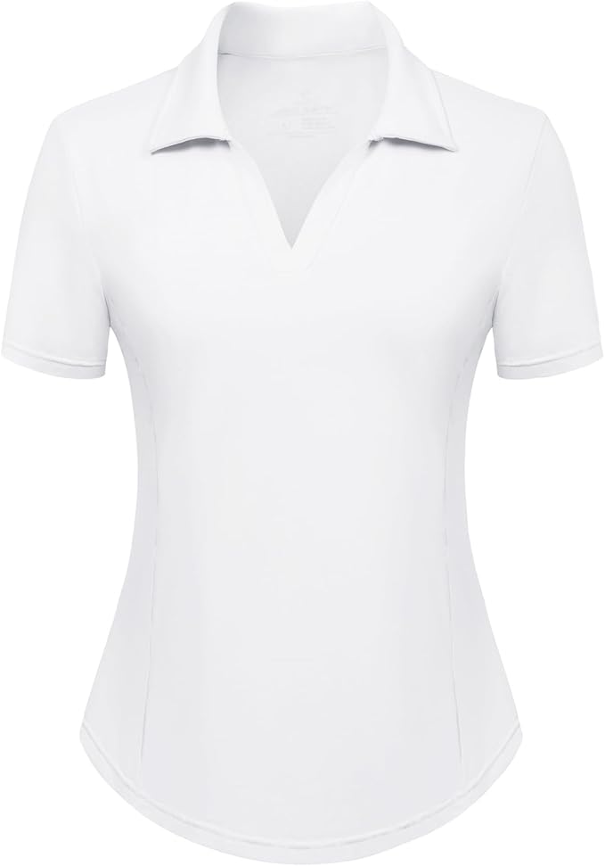 JACK SMITH Women's Golf Polo Shirt V Neck Short Sleeve Tennis Shirt Sun Protection Moisture Wicking Athletic Tops