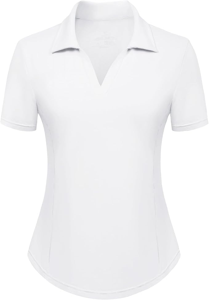 JACK SMITH Women's Golf Polo Shirt V Neck Short Sleeve Tennis Shirt Sun Protection Moisture Wicking Athletic Tops