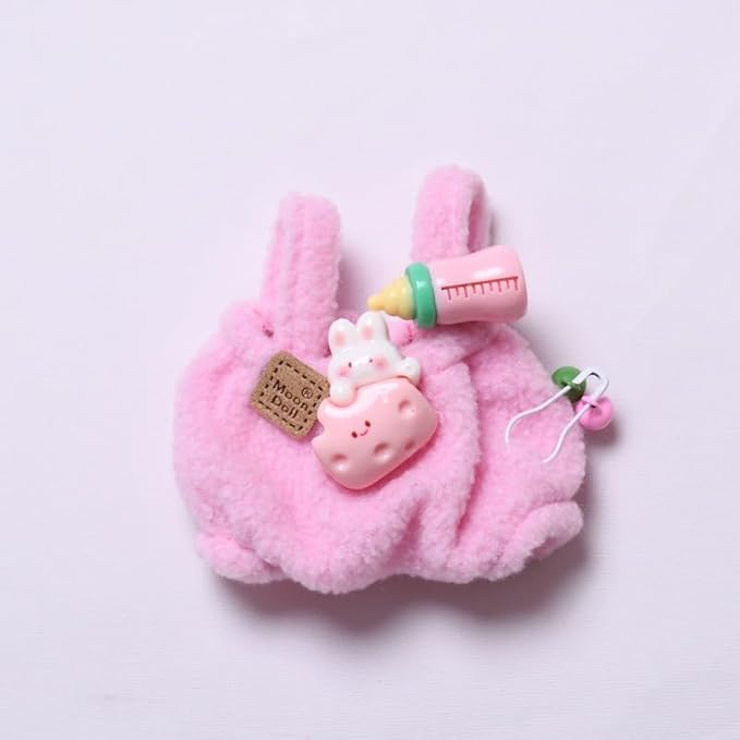 Designer Clothes Set for 15cm/17cm La Booboo Dolls, Dolls Knit Outfit Accessories with Pink Sweater Overall, Pink Camera and Beanie, DDK-Pink
