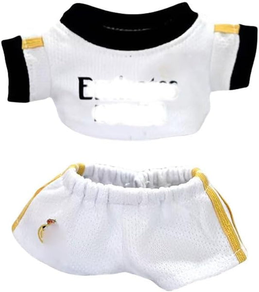 17cm Doll Rabbit Bunny Clothes, Cool Sports Basketball Football Theme T-Shirts Shorts Suit, Soccer-Inspired Athletic Uniform Outfit for Dress Up, Doll Costume Cosplay Fashion Dresses -Football White