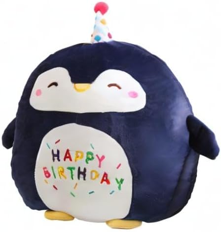 Penguin Plush Toy Penguin Stuffed Animal Cute Birthday Penguin Plushies Pillow Soft Happy Birthday Plush Toy Gifts for Kids Home Decor