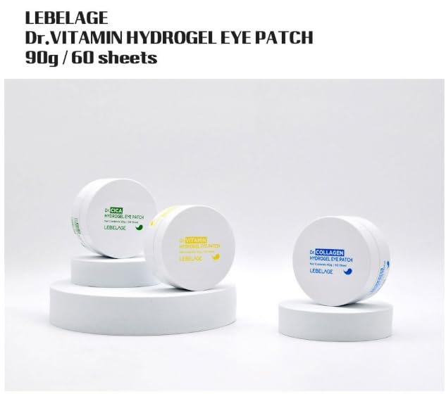 LEBELAGE Eye Patch Hydrogel 60 Sheets | Cooling Hydrogel Under Eye Patches with Gold | Moisturizing Eye Care for Daily Skincare Routine (Vitamin)