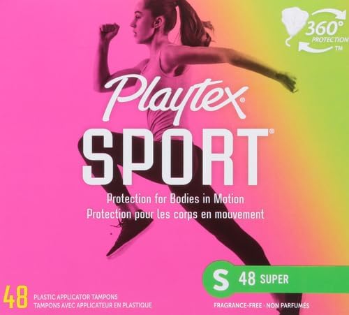 Playtex Sport Tampons Super Absorbency, Fragrance-Free - 48ct | Super Tampons for Women, Feminine Care, Playtex Tampon with 360 Leak Defense (Pack of 2)