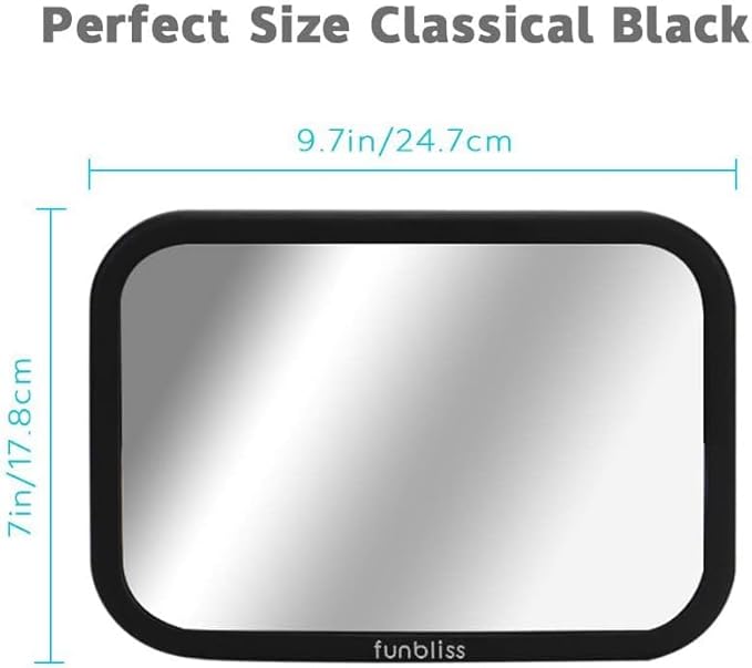 Funbliss Baby Car Mirror for Rear Facing Seat,360° Rotation, Safety Certified Shatterproof Acrylic Glass, Clear Wide View,Infant Mirror for Car Seat Rear Facing