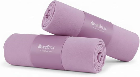 Wellrox Microfiber Hand Towel- Absorbent Sweat Towels for Women- Yoga Mat Towel for Pilates, Hot Yoga, Gym Workouts (2 Pack, Lavender)