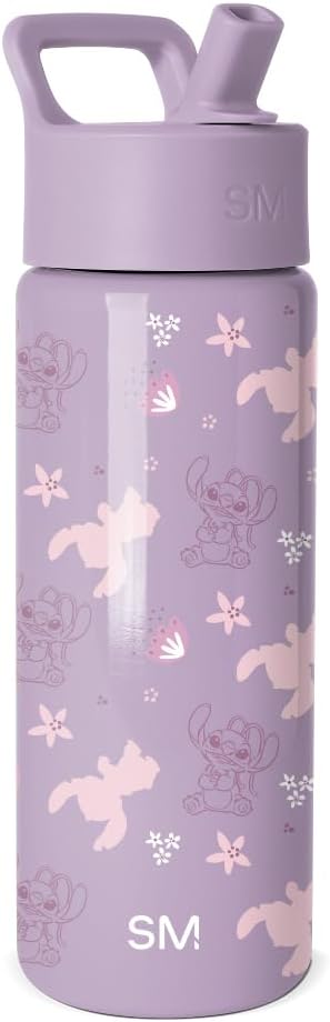 Simple Modern Kids Summit Water Bottle with Straw Lid | Disney Stitch 18oz Stainless Steel Cup Insulated Tumbler for Toddlers, Boys, Girls, School | Stitch Experiment 624