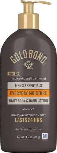 Gold Bond Men's Essentials Everyday Moisture Daily Body & Hand Lotion For Men, 14.5 oz., With Vitamin C