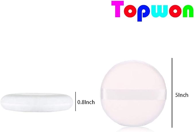 Topwon Powder Puff for Body Baby - 5 Inch - Extra Large Jumbo Size, Use for Dusting Powder or Blending & Setting Makeup Foundation (3 Pieces)