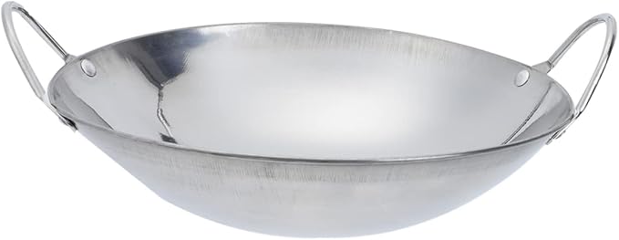 Angoily Stainless Steel Griddle Non Stick Stir Fry Pan Cooking Pan Steaming Pot Saute Pan Asian Wok Steel Wok Frying Pan Hot Pot Oven Stainless Wok Cooking Pot Metal South Korea Work Mini